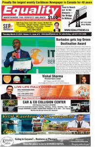 Equality Newspaper - March 23, 2023 - Barbados gets top Green Destination Award