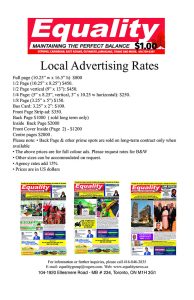 Equality Newspaper Canada - October 2023 - Advertising Rates