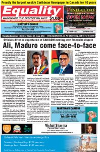 Equality Newspaper Canada - December 14, 2023 - Ali, Maduro come face-to-face