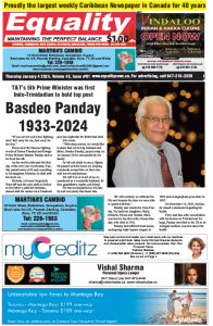 Equality Newspaper Canada - January 4, 2024 - Basdeo Panday 1933-2024