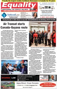 Equality Newspaper Canada - December 18, 2025 - Air Transat starts Canada-Guyana route