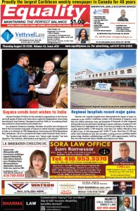 Equality Newspaper Cananda - August 20, 2026 - Guyana sends best wishes to India