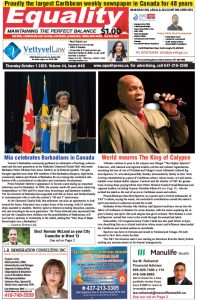 Equality Newspaper Canada - October 1, 2026 - World mourns The Kind of Calypso